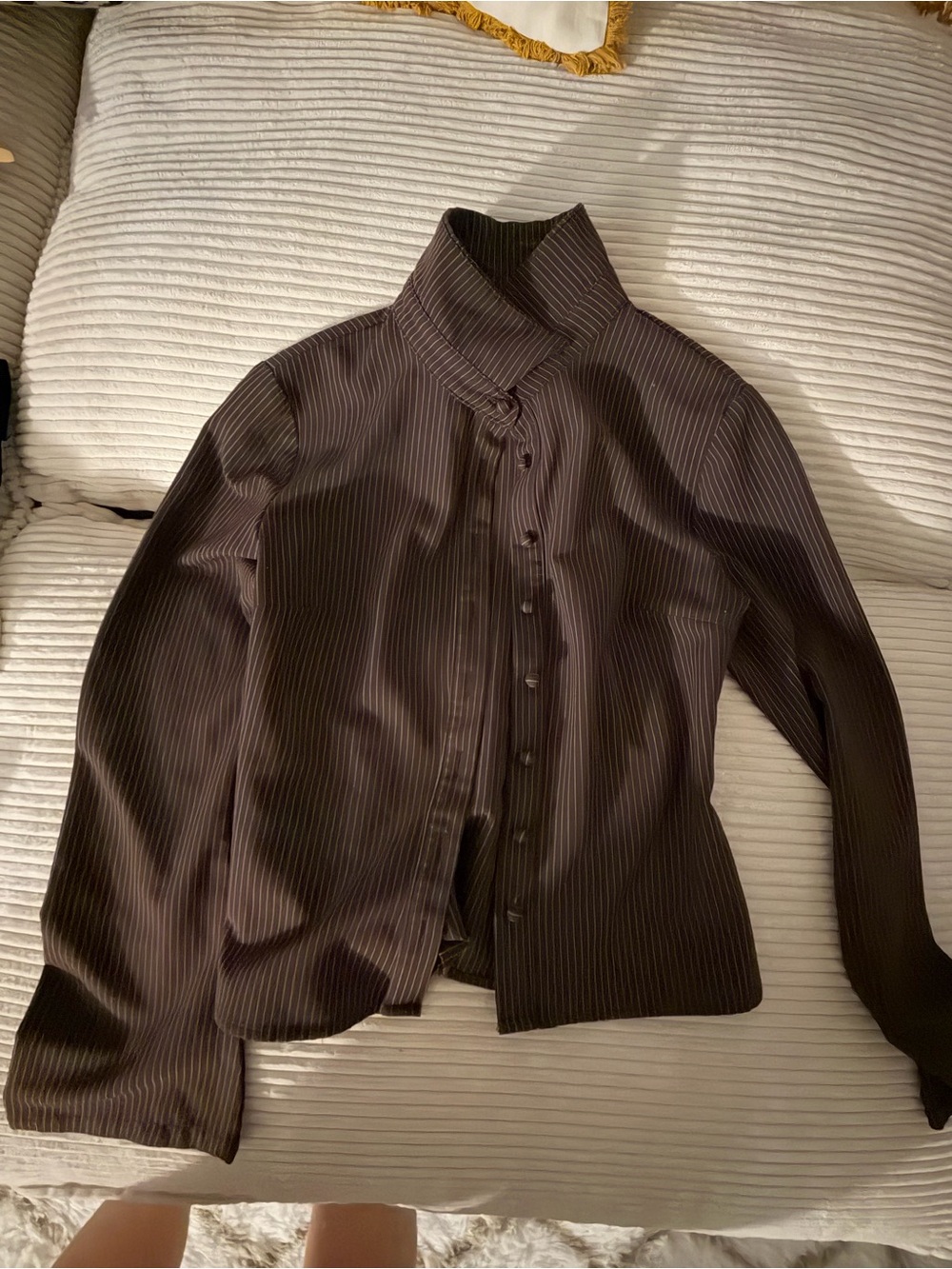 Princess Polly Brown Pinstripe Blazer Lining